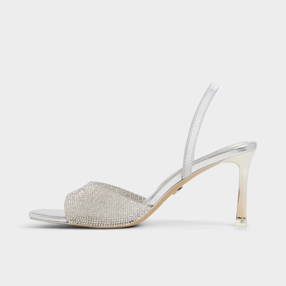 Silver Andyana Silver Women's Strappy sandals - Slingback heeled sandal, Stiletto heel | Aldo