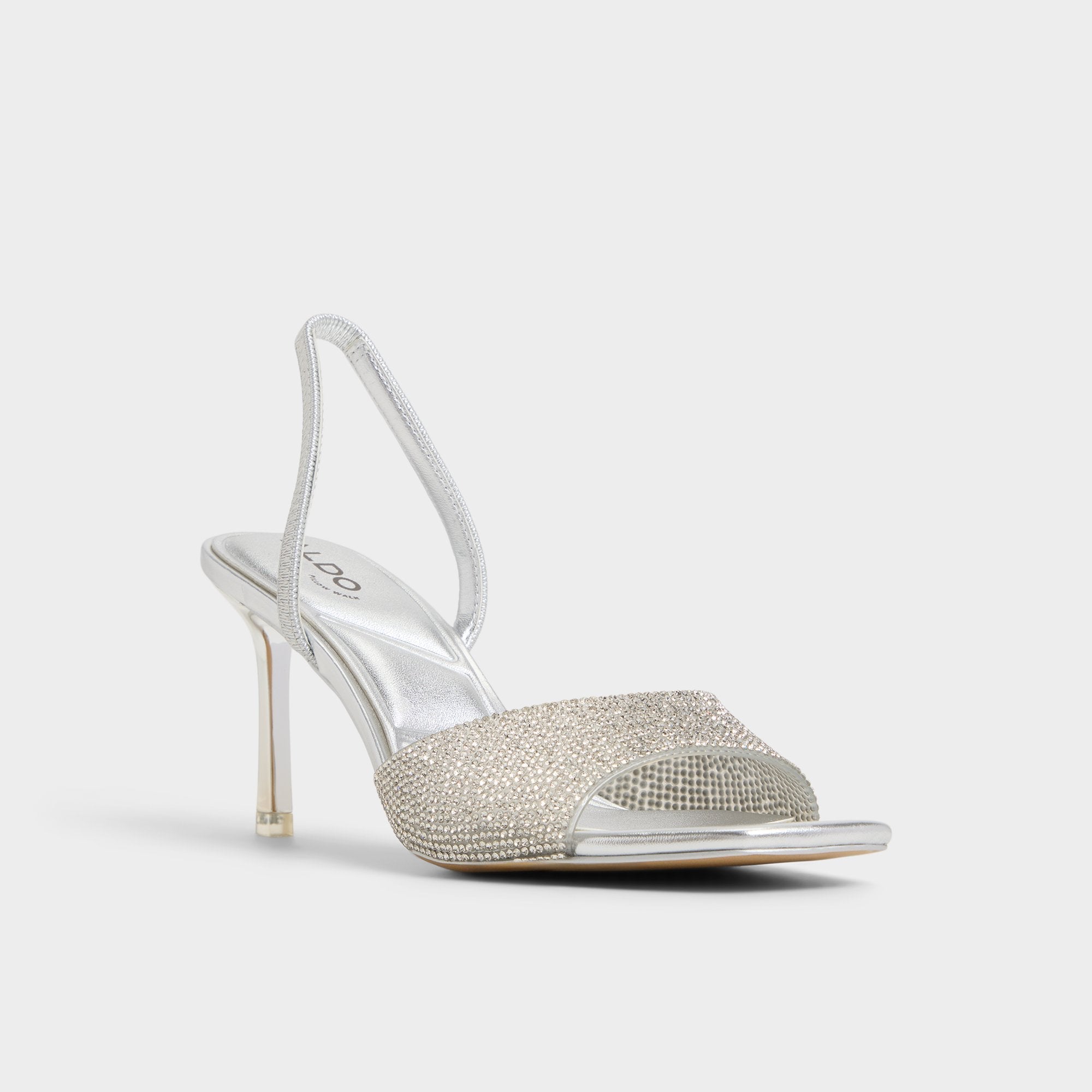 Silver Andyana Silver Women's Strappy sandals - Slingback heeled sandal, Stiletto heel | Aldo