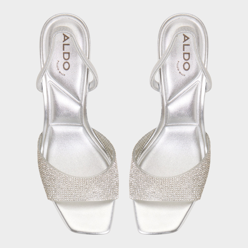 Silver Andyana Silver Women's Strappy sandals - Slingback heeled sandal, Stiletto heel | Aldo