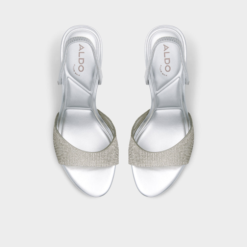 Silver Aitana Silver Women's Heeled sandals - Slingback heeled sandal, Stiletto heel | Aldo
