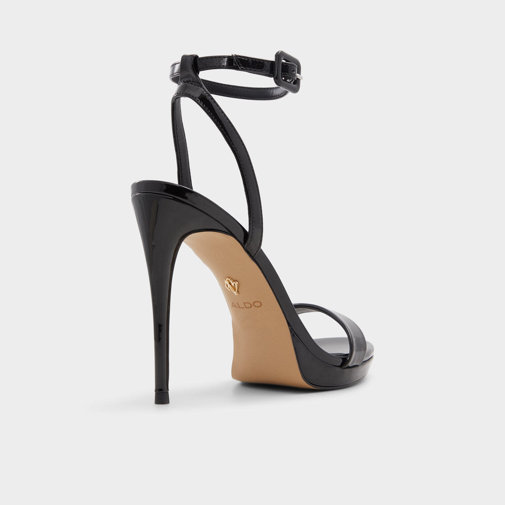 Black Katelina Black Women's Heeled sandals - Strappy heeled sandal, Stiletto platform | Aldo