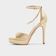 Gold Afumeth Gold Women's Platform sandals - Strappy heeled sandal, Stiletto platform | Aldo