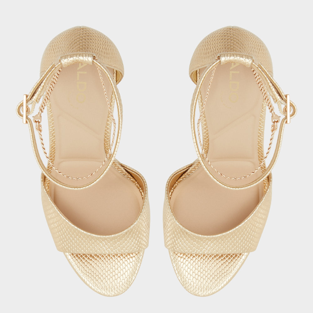 Gold Afumeth Gold Women's Platform sandals - Strappy heeled sandal, Stiletto platform | Aldo