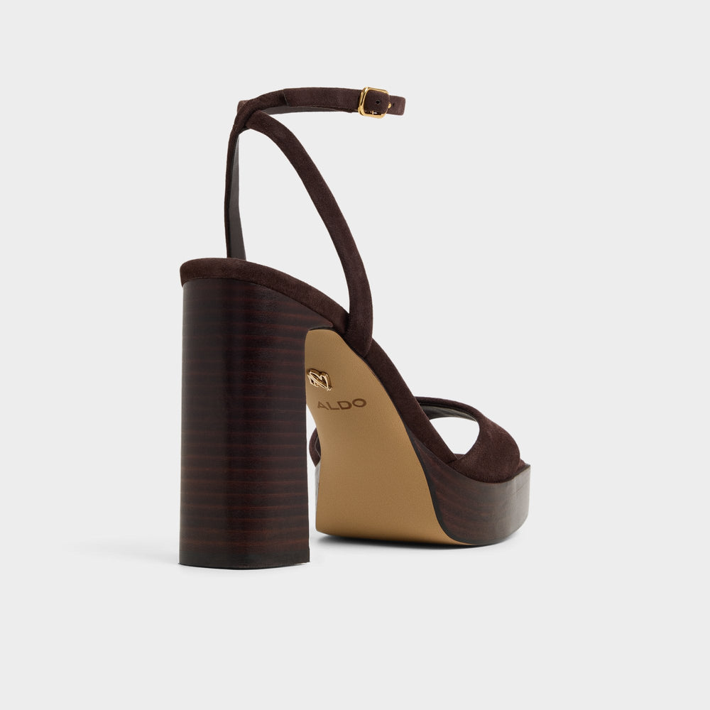 Dark brown Lothon Dark Brown Women's Platform sandals - Strappy heeled sandal, Platform | Aldo