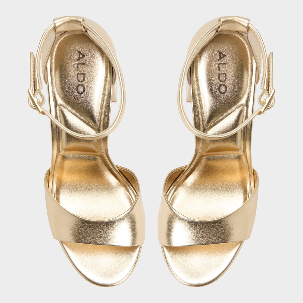 Gold Enaegyn 2.0 in Gold - Strappy heeled sandal, Platform | Aldo