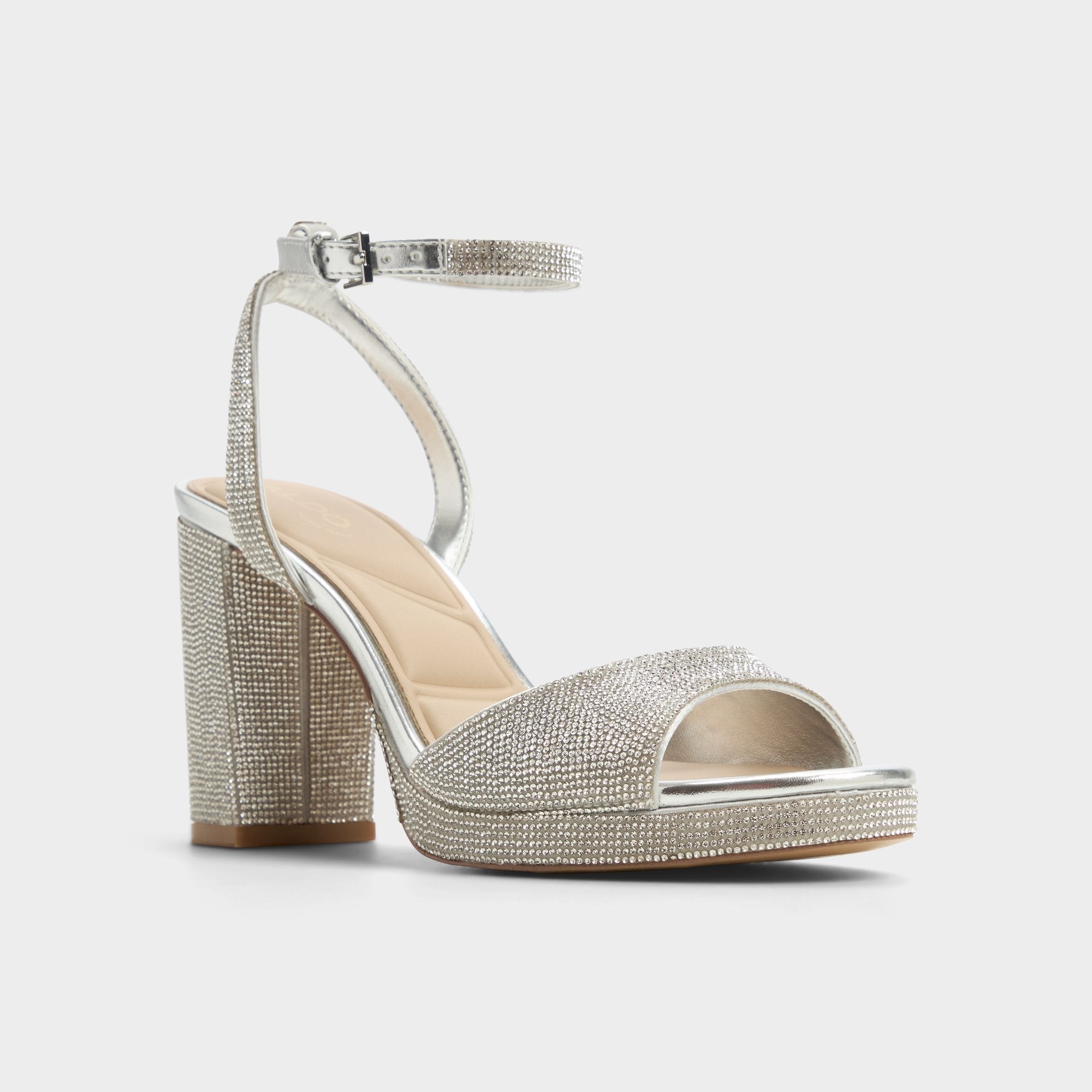 Silver Alluring Silver Women's Iridescent metallics - Strappy heeled sandal, Platform | Aldo