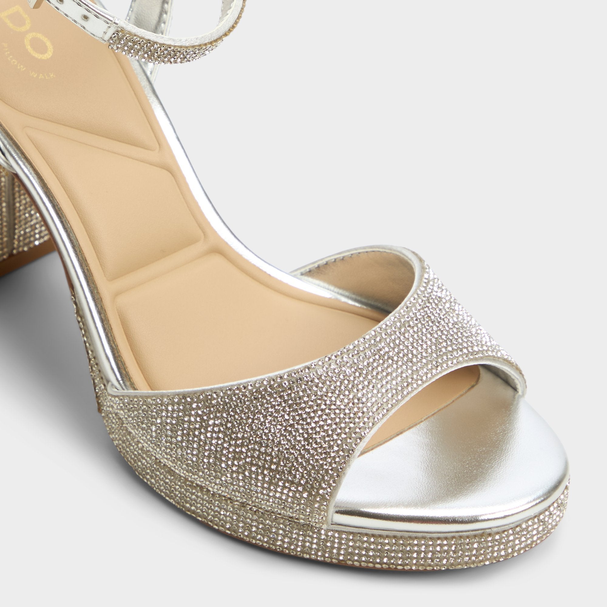 Silver Alluring Silver Women's Iridescent metallics - Strappy heeled sandal, Platform | Aldo