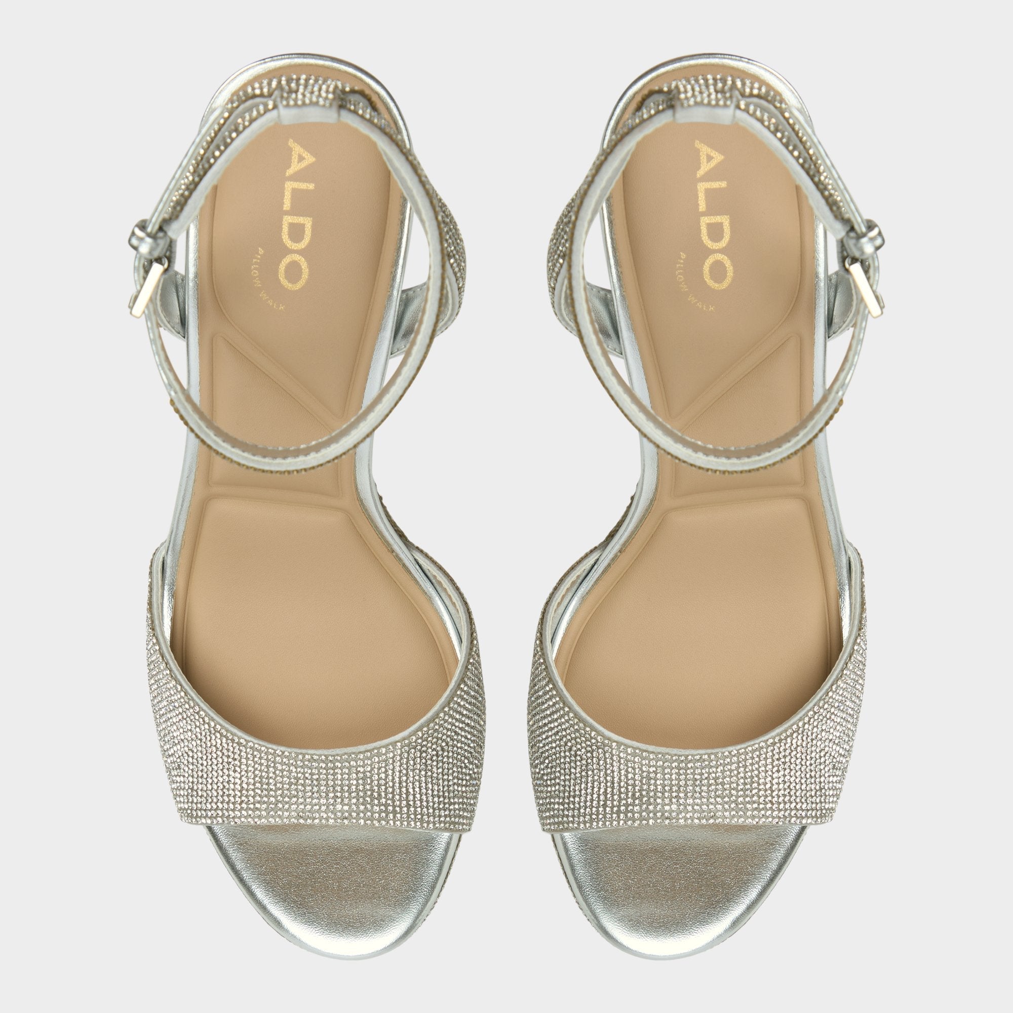 Silver Alluring Silver Women's Iridescent metallics - Strappy heeled sandal, Platform | Aldo