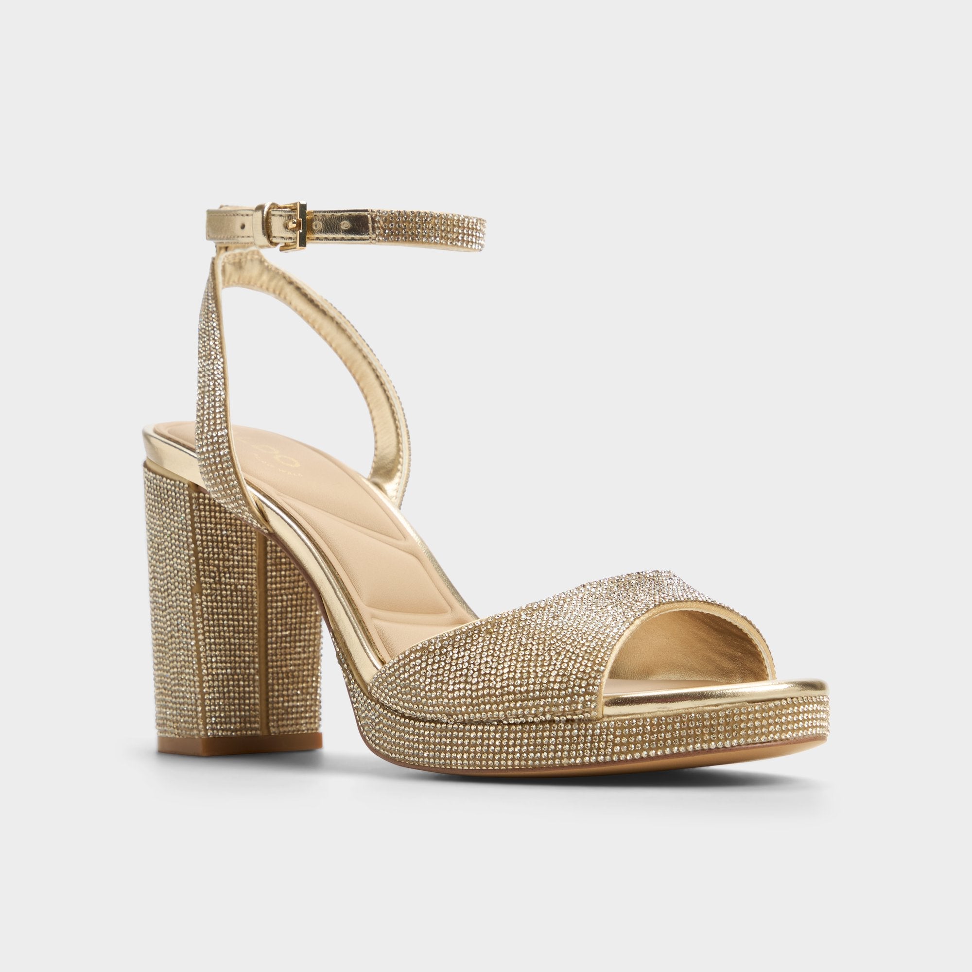 Champagne Alluring Champagne Women's Strappy sandals - Strappy heeled sandal, Platform | Aldo