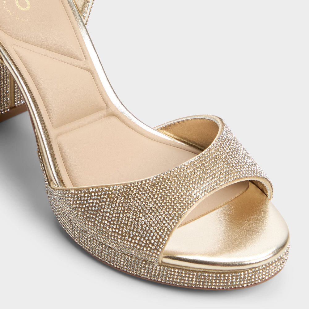 Champagne Alluring Champagne Women's Strappy sandals - Strappy heeled sandal, Platform | Aldo