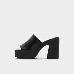 Other black Maysee Other Black Leather Smooth Women's Mule slides - Heeled mule, Platform | Aldo