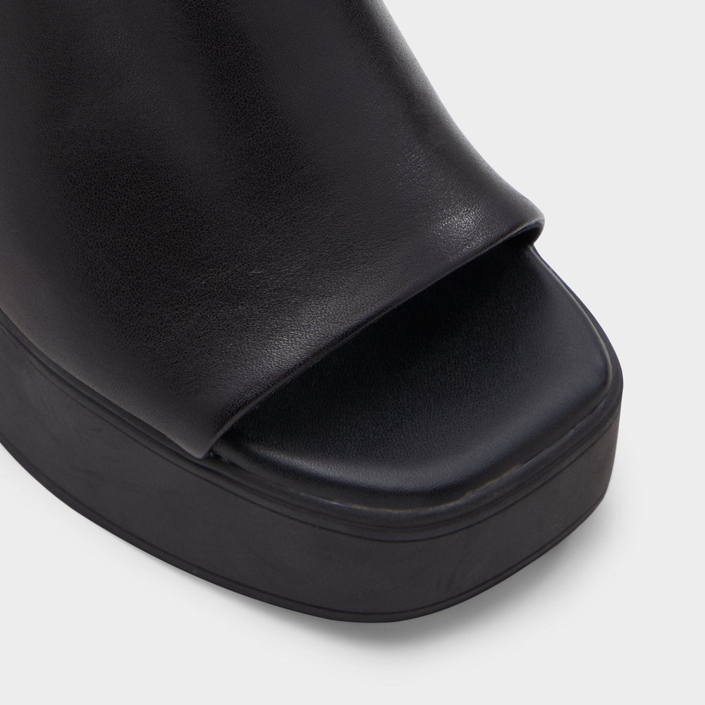 Other black Maysee Other Black Leather Smooth Women's Mule slides - Heeled mule, Platform | Aldo