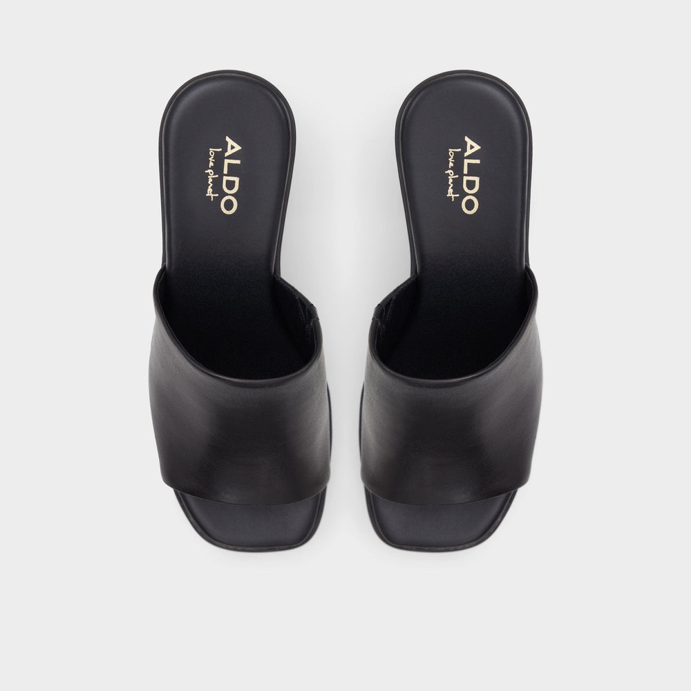 Other black Maysee Other Black Leather Smooth Women's Mule slides - Heeled mule, Platform | Aldo