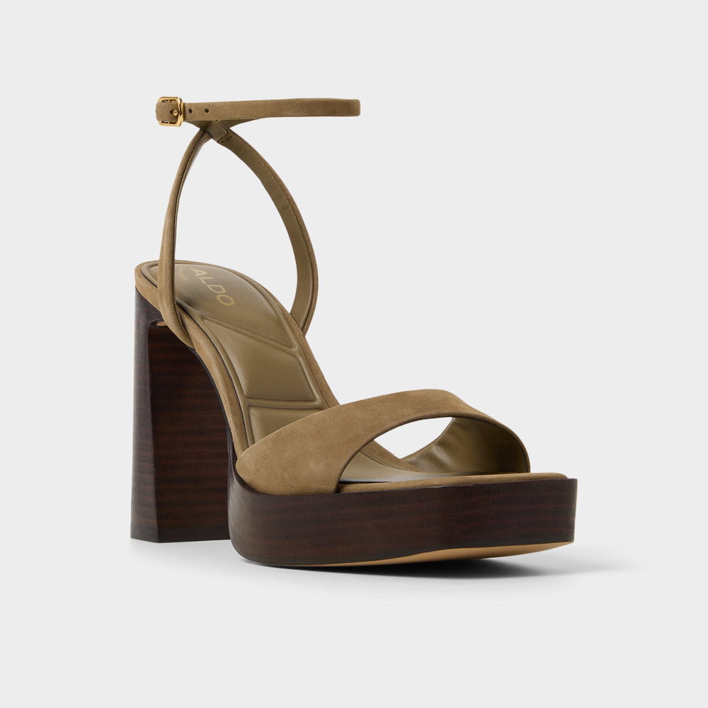 Other Green Lothon in Other Green - Strappy heeled sandal, Platform | Aldo