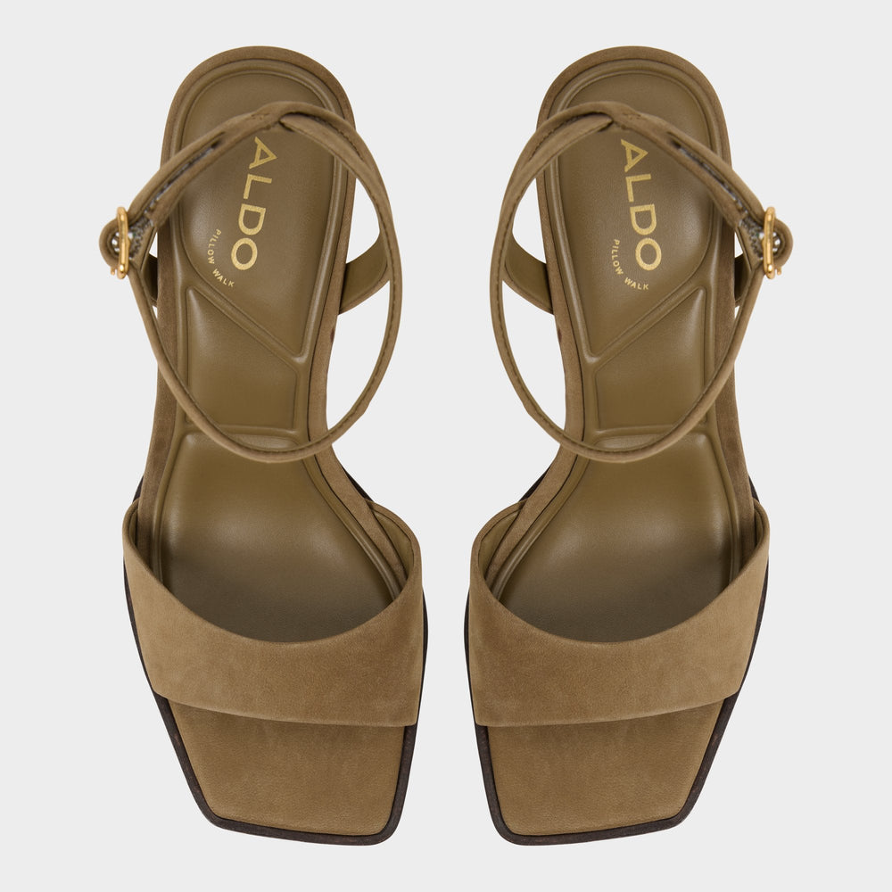 Other Green Lothon in Other Green - Strappy heeled sandal, Platform | Aldo