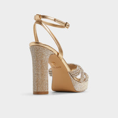 Gold Shimma Gold Women's Iridescent metallics - Strappy heeled sandal, Platform | Aldo