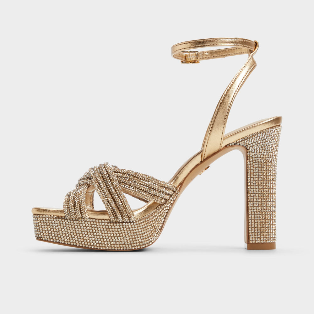 Gold Shimma Gold Women's Iridescent metallics - Strappy heeled sandal, Platform | Aldo