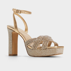 Gold Shimma Gold Women's Iridescent metallics - Strappy heeled sandal, Platform | Aldo