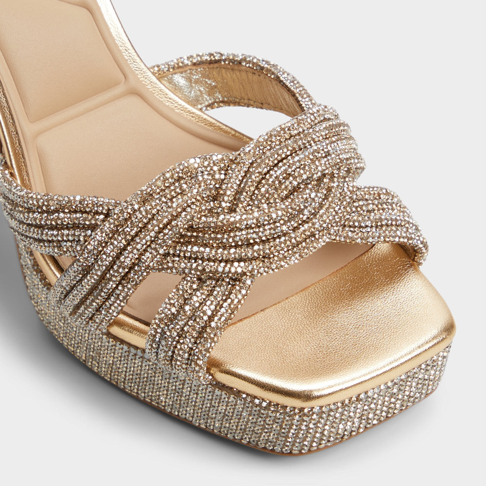 Gold Shimma Gold Women's Iridescent metallics - Strappy heeled sandal, Platform | Aldo