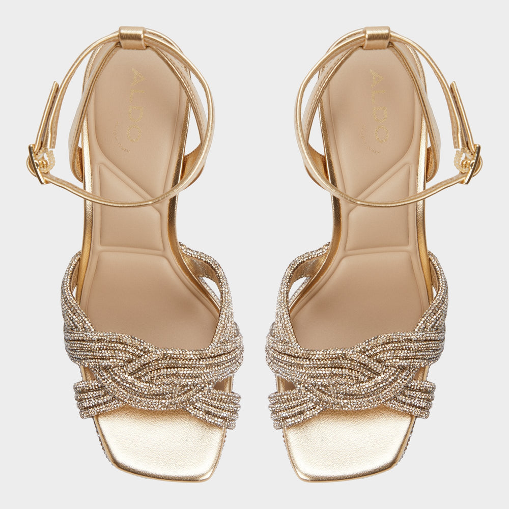 Gold Shimma Gold Women's Iridescent metallics - Strappy heeled sandal, Platform | Aldo