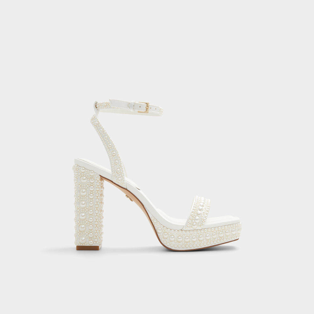 White Lulu White Women's Strappy sandals - Strappy heeled sandal, Block heel | Aldo
