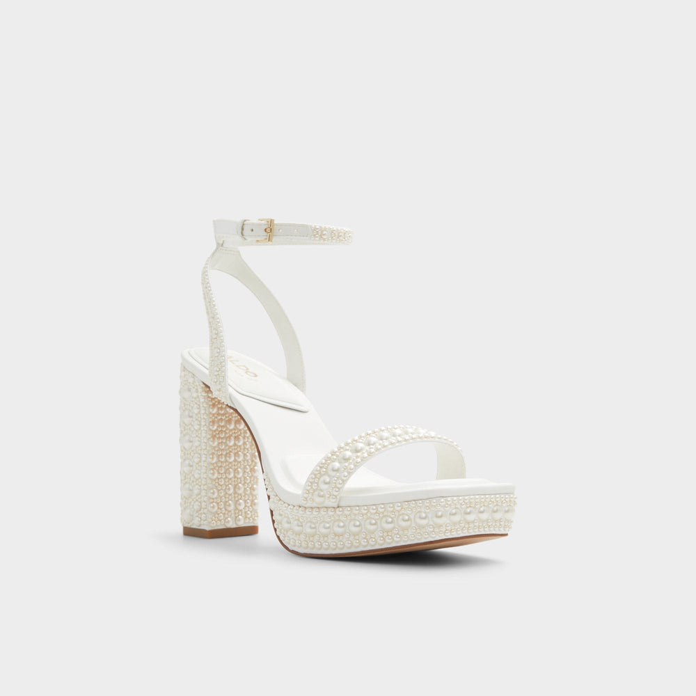 White Lulu White Women's Strappy sandals - Strappy heeled sandal, Block heel | Aldo