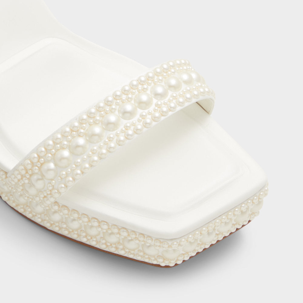 White Lulu White Women's Strappy sandals - Strappy heeled sandal, Block heel | Aldo