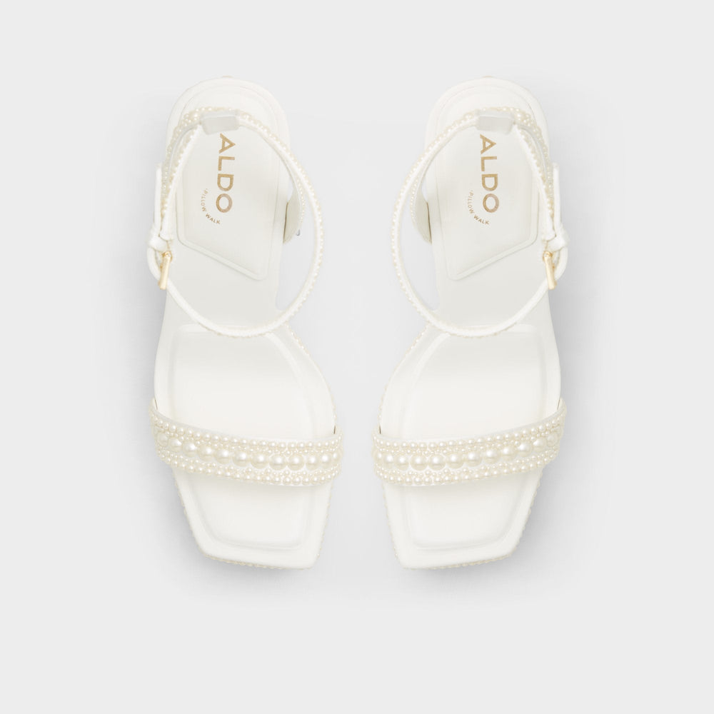 White Lulu White Women's Strappy sandals - Strappy heeled sandal, Block heel | Aldo