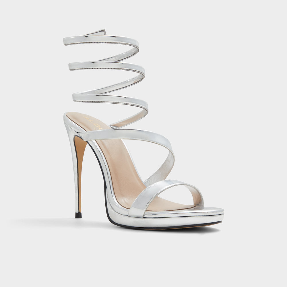 Silver Katswirl in Silver - Strappy sandal, Stiletto platform | Aldo