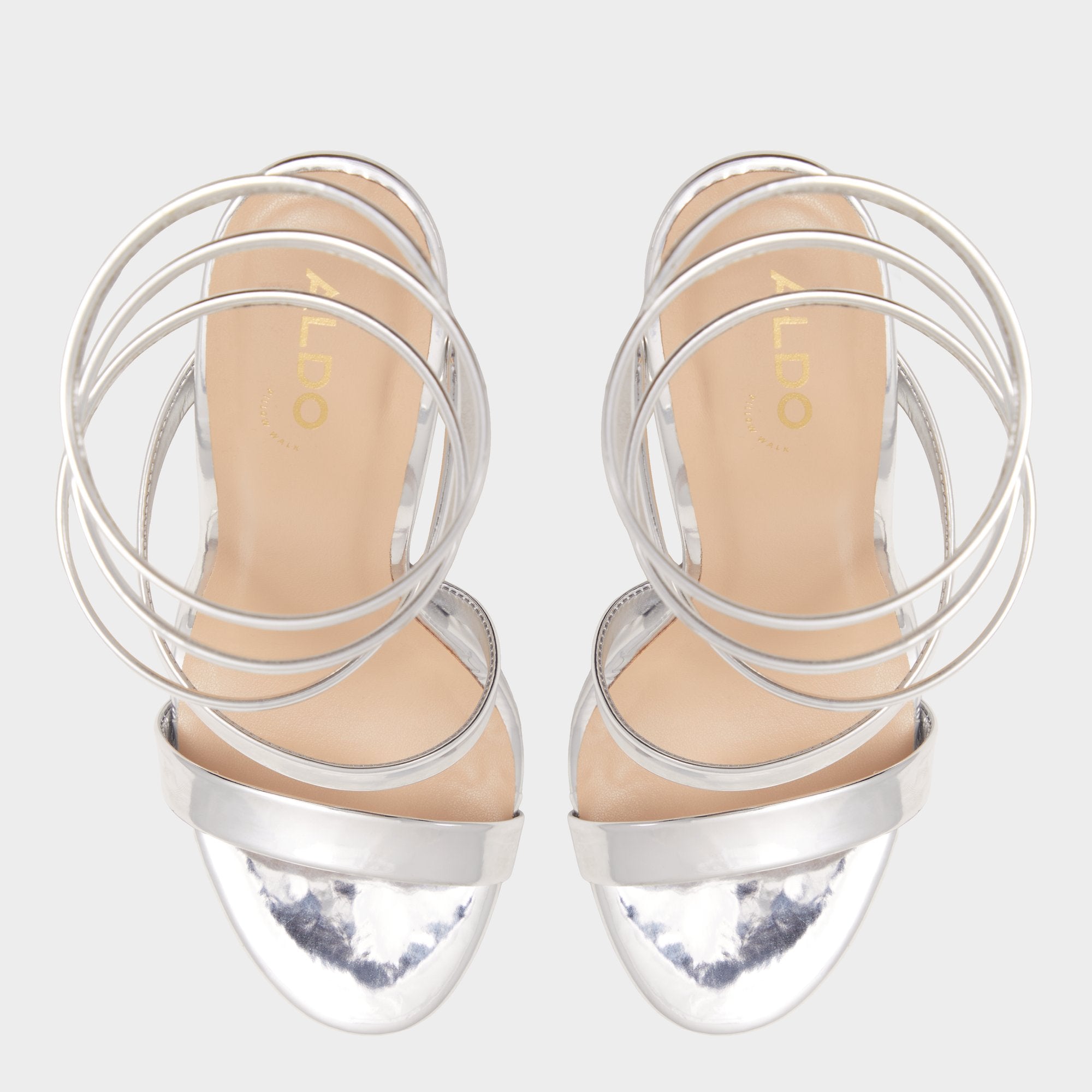 Silver Katswirl in Silver - Strappy sandal, Stiletto platform | Aldo