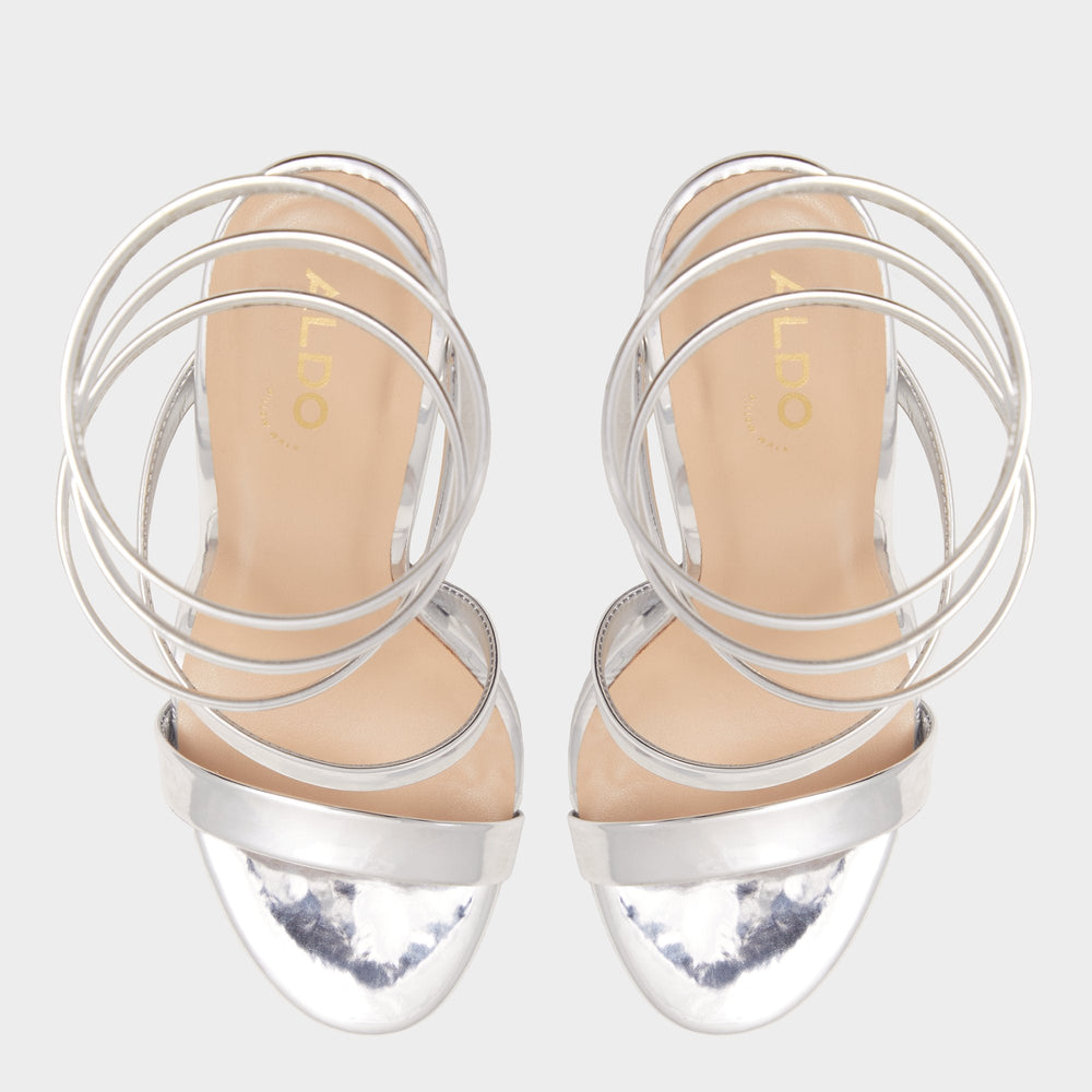Silver Katswirl in Silver - Strappy sandal, Stiletto platform | Aldo