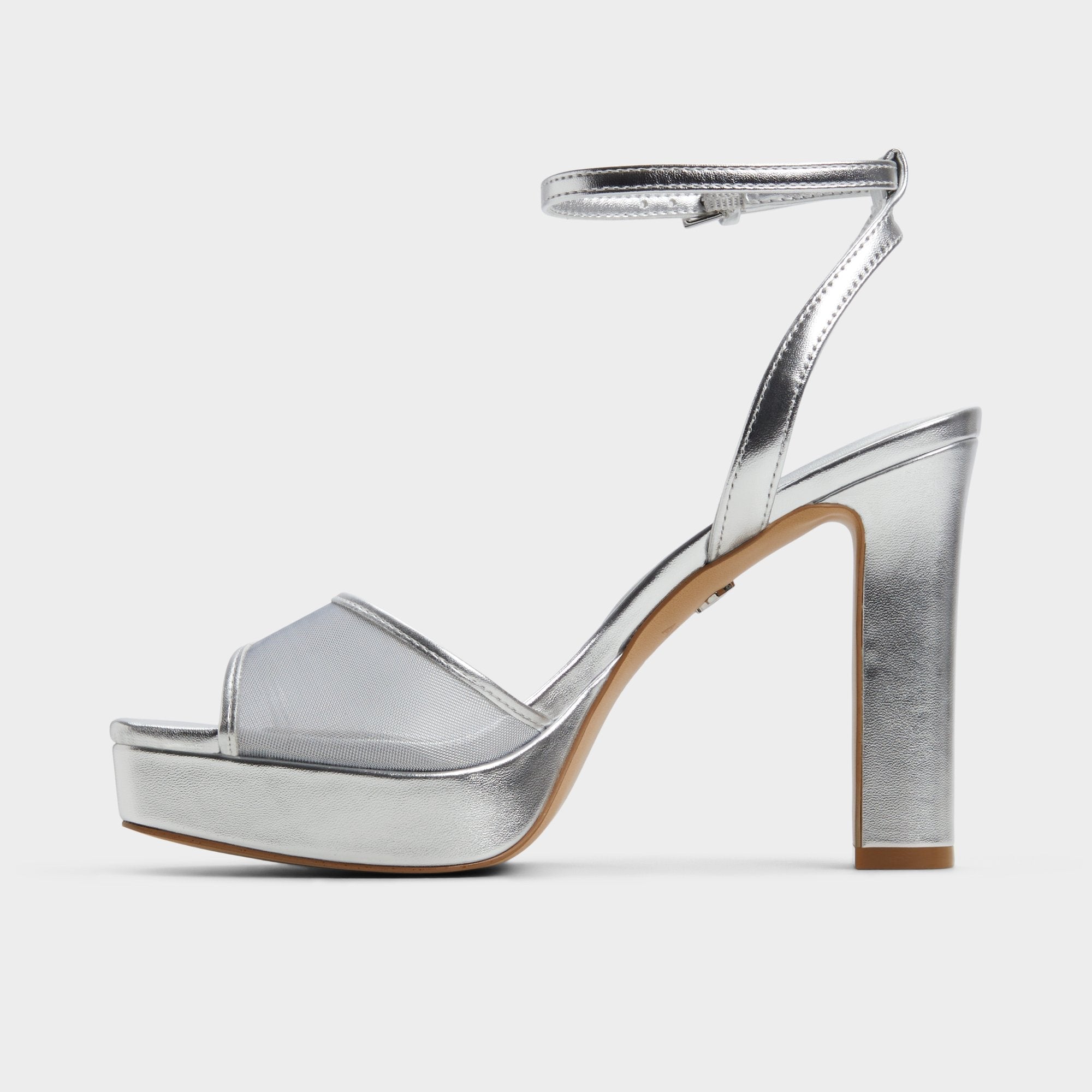 Silver Chicglimmer Silver Women's Platform sandals - Strappy heeled sandal, Block heel | Aldo