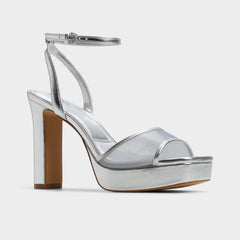 Silver Chicglimmer Silver Women's Platform sandals - Strappy heeled sandal, Block heel | Aldo