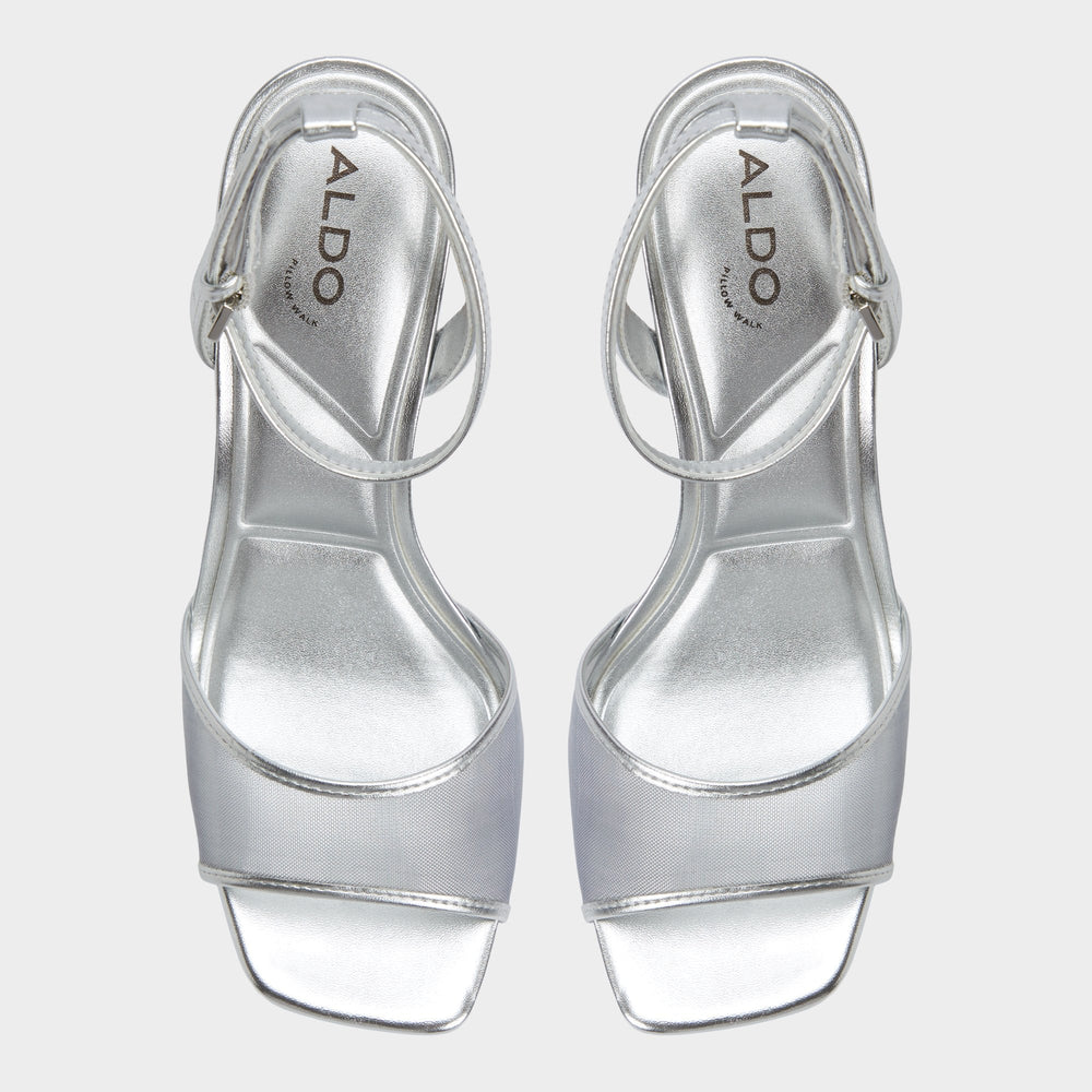Silver Chicglimmer Silver Women's Platform sandals - Strappy heeled sandal, Block heel | Aldo