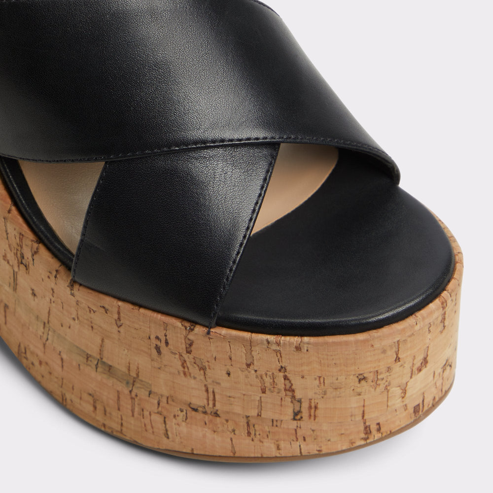 Black Sandcastle Black Women's Platform sandals - Strappy wedge sandal | Aldo