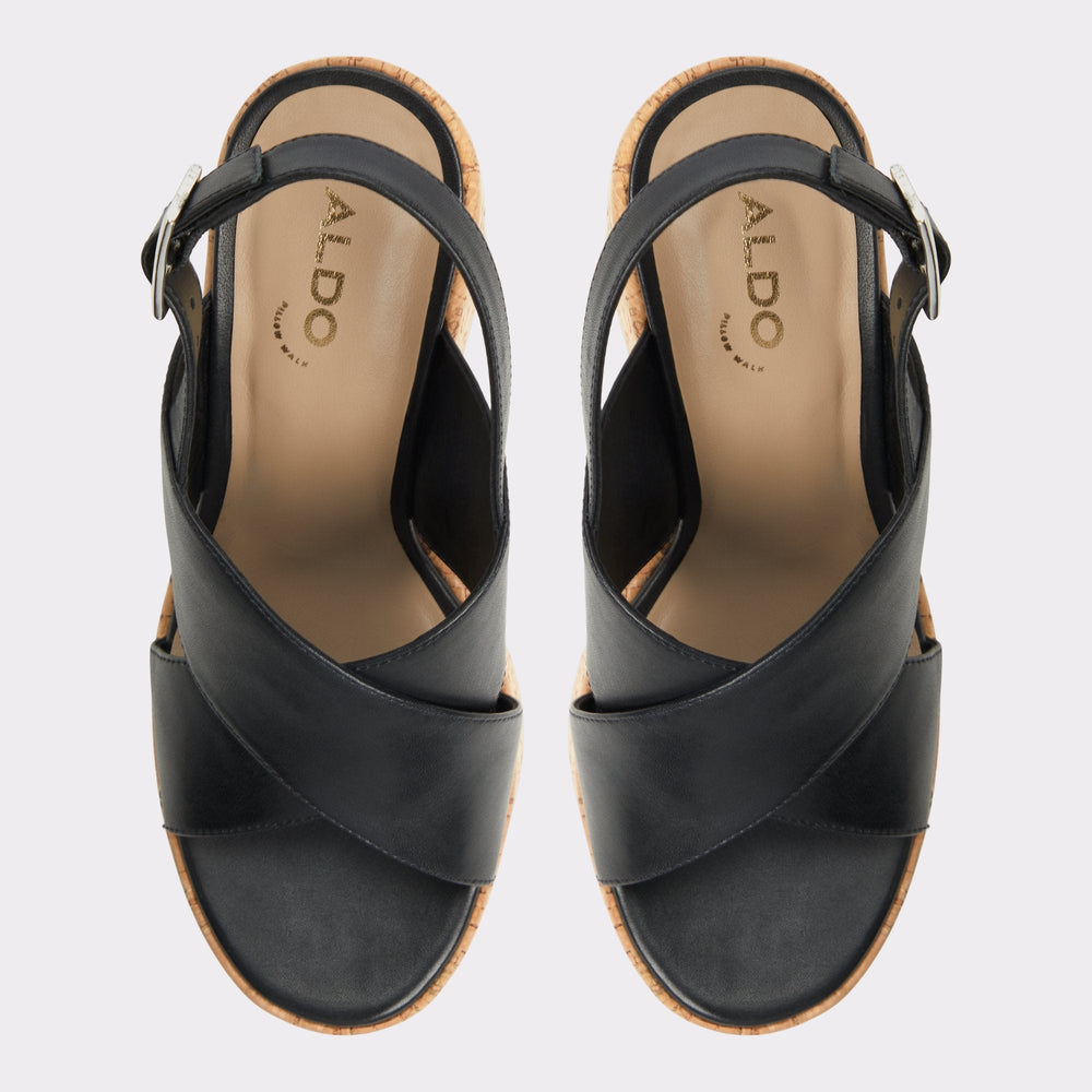 Black Sandcastle Black Women's Platform sandals - Strappy wedge sandal | Aldo