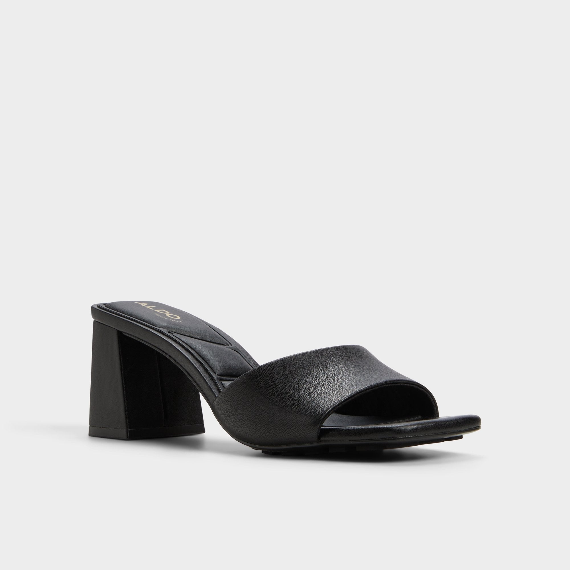 Black Tisha Black Women's Heeled mules - Heeled mule, Block heel | Aldo