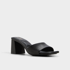 Black Tisha Black Women's Heeled mules - Heeled mule, Block heel | Aldo