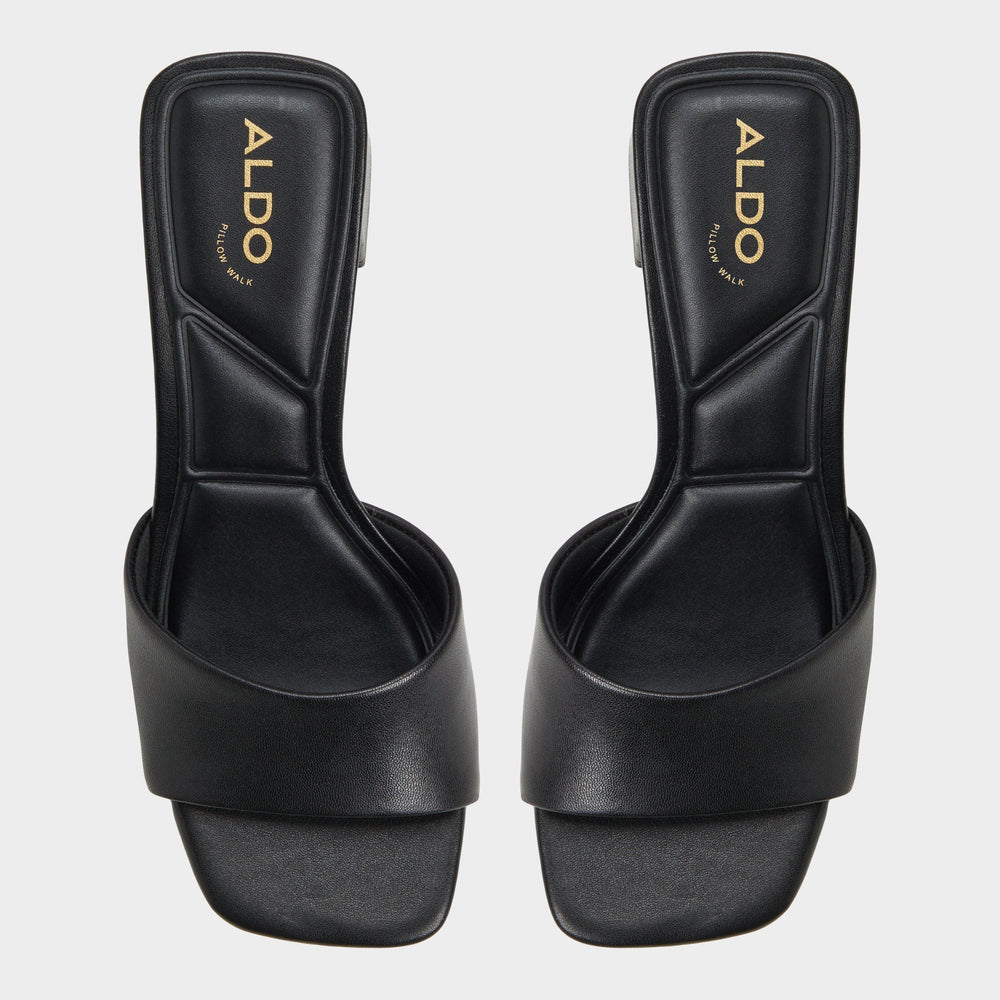 Black Tisha Black Women's Heeled mules - Heeled mule, Block heel | Aldo