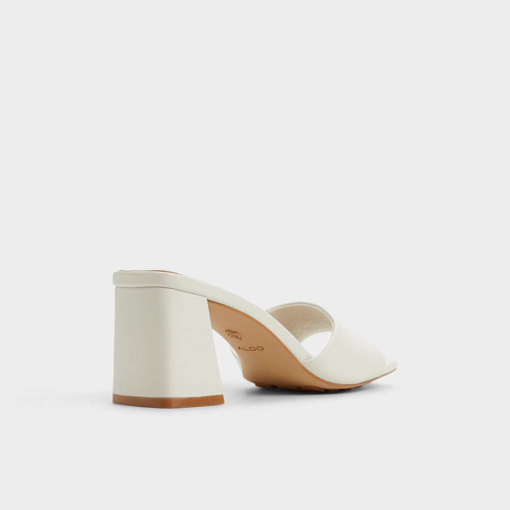 White Tisha White Women's Heeled mules - Heeled mule, Block heel | Aldo
