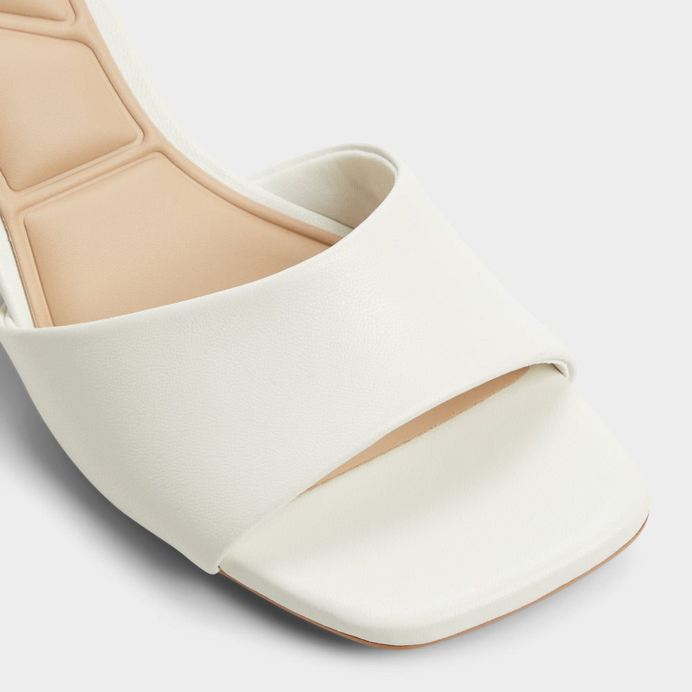 White Tisha White Women's Heeled mules - Heeled mule, Block heel | Aldo