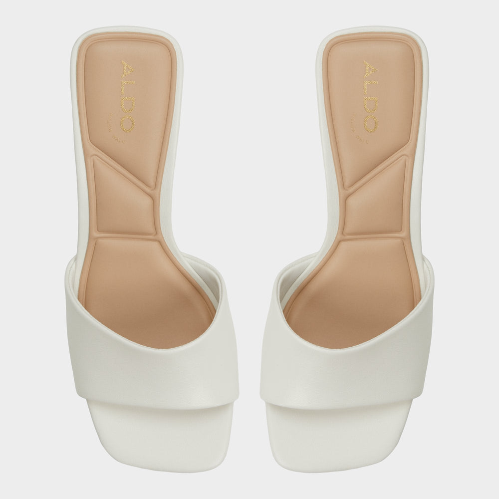 White Tisha White Women's Heeled mules - Heeled mule, Block heel | Aldo