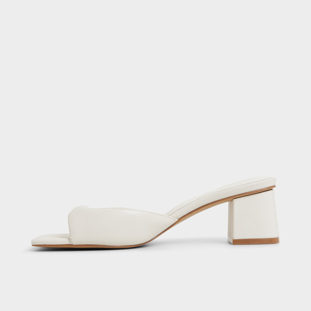 White/Bone Aneky in White Bone - Heeled mule, Block heel | Aldo
