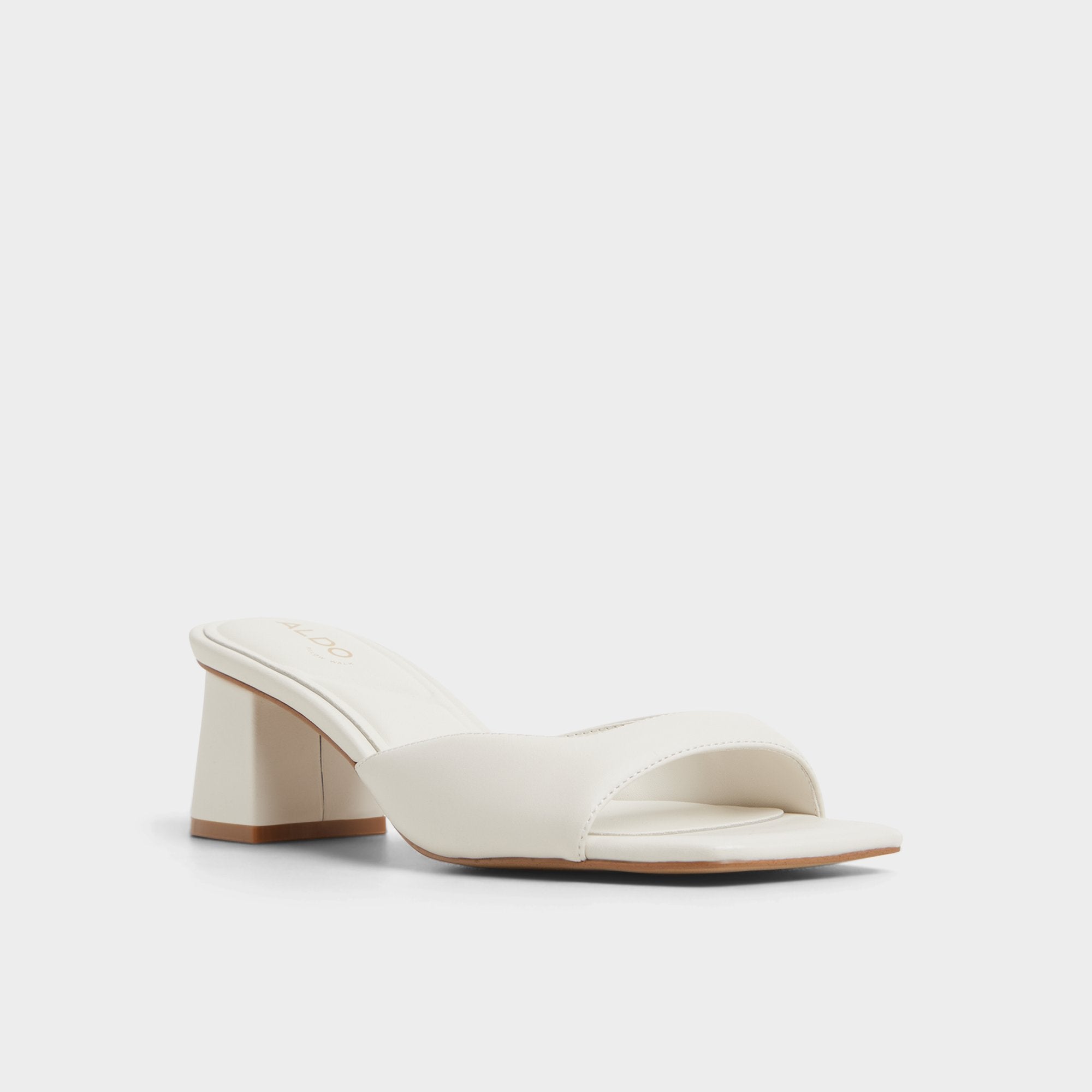 White/Bone Aneky in White Bone - Heeled mule, Block heel | Aldo