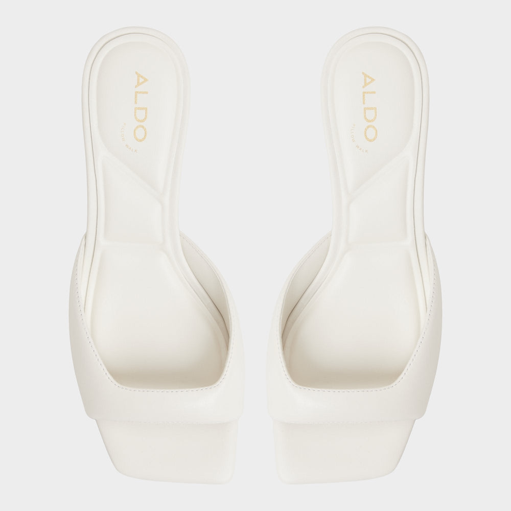 White/Bone Aneky in White Bone - Heeled mule, Block heel | Aldo
