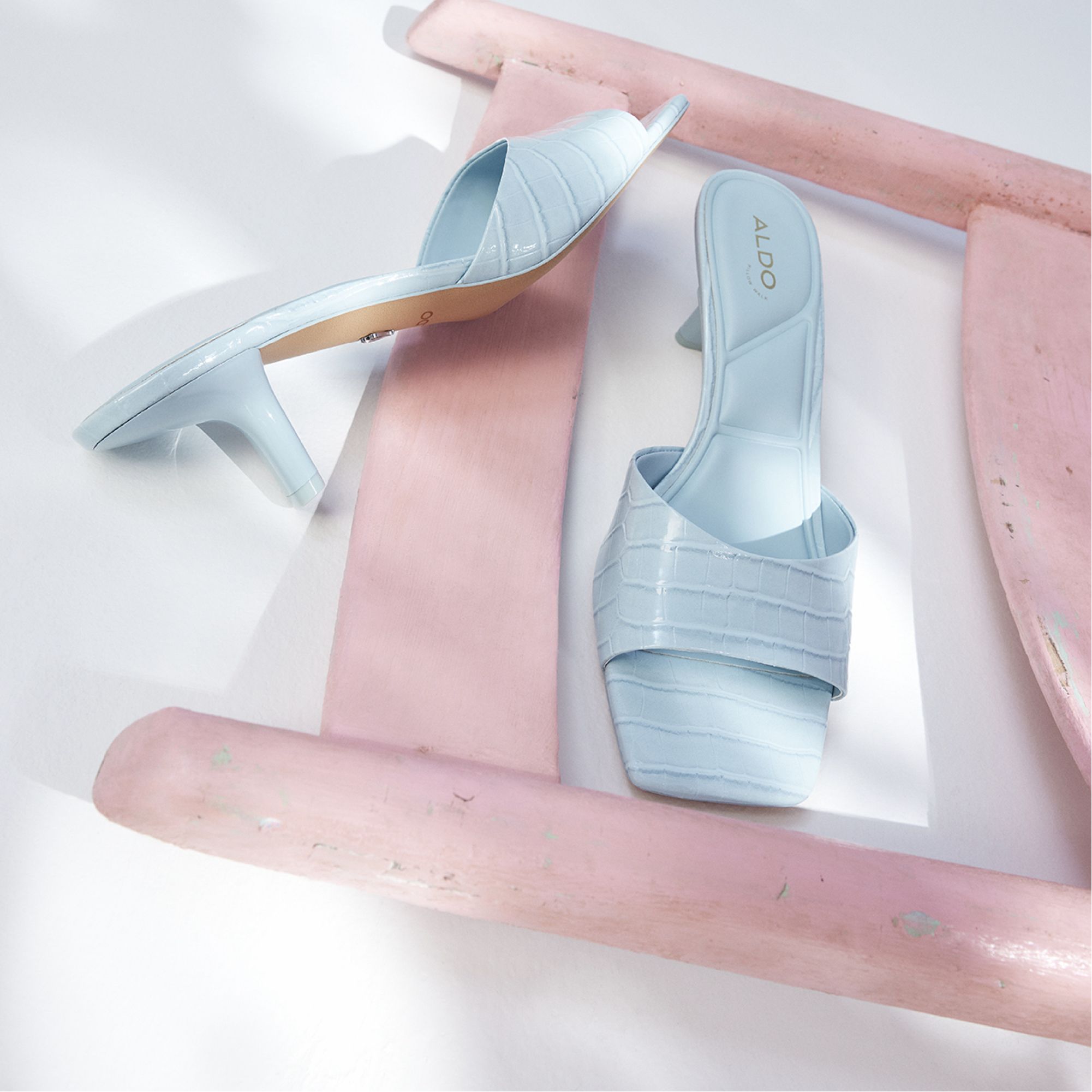 Pastel Blue Enchanting Pastel Blue Women's Heeled mules - Heeled mule, Kitten heel | Aldo