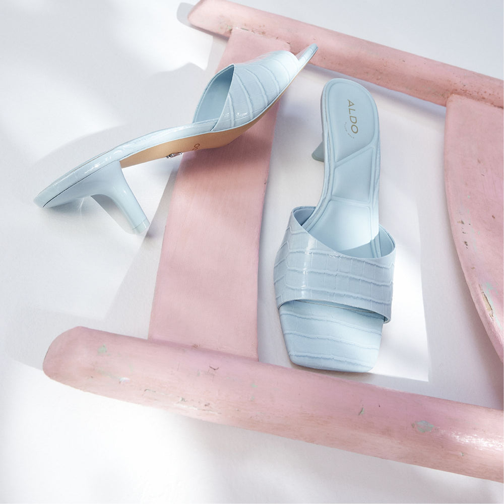 Pastel Blue Enchanting Pastel Blue Women's Heeled mules - Heeled mule, Kitten heel | Aldo