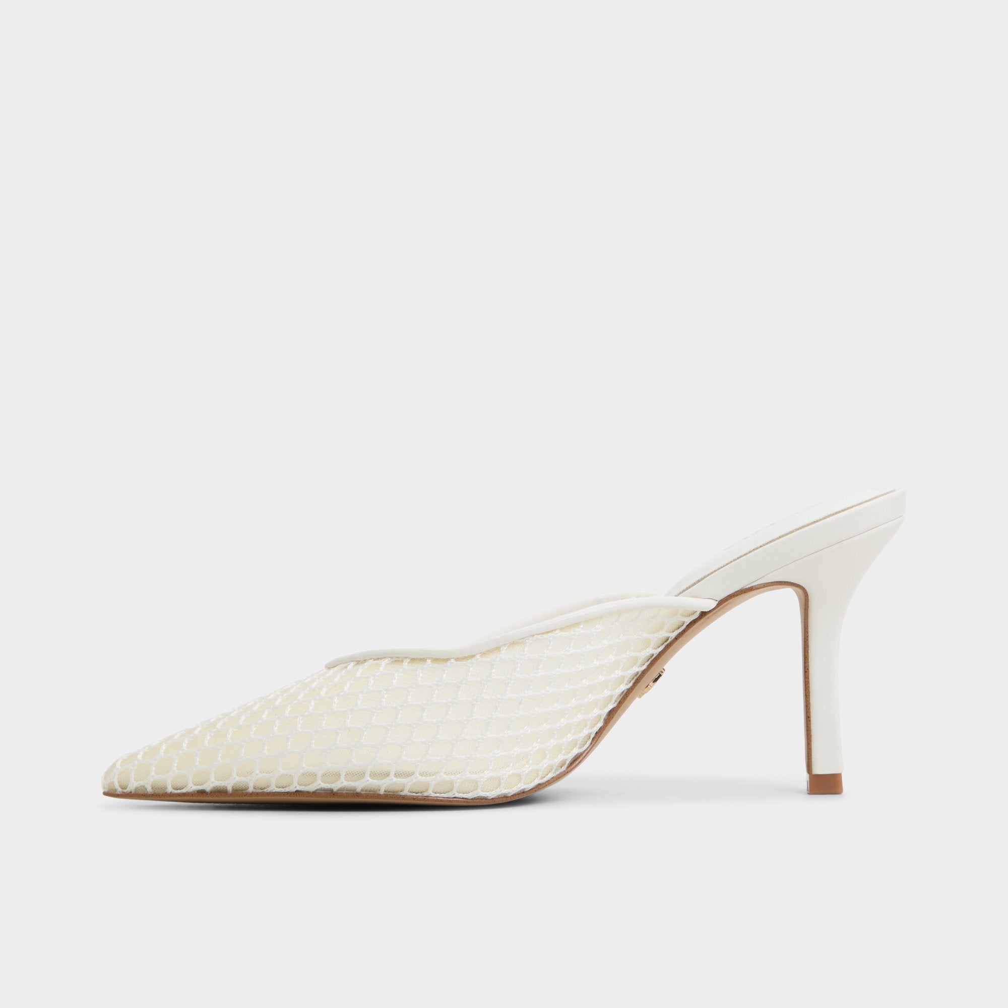 Open white Gamilia Open White Textile Mesh Women's Mesh - Heeled mule, Stiletto heel | Aldo