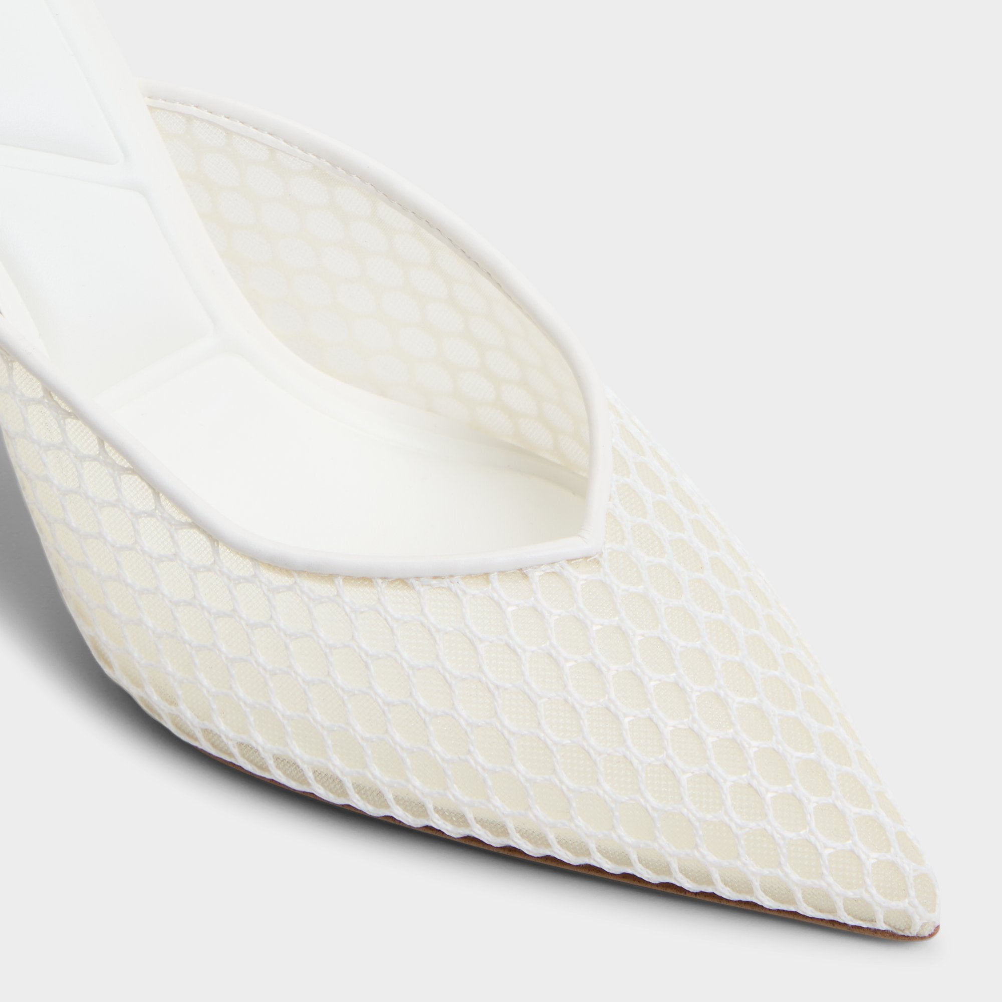 Open white Gamilia Open White Textile Mesh Women's Mesh - Heeled mule, Stiletto heel | Aldo