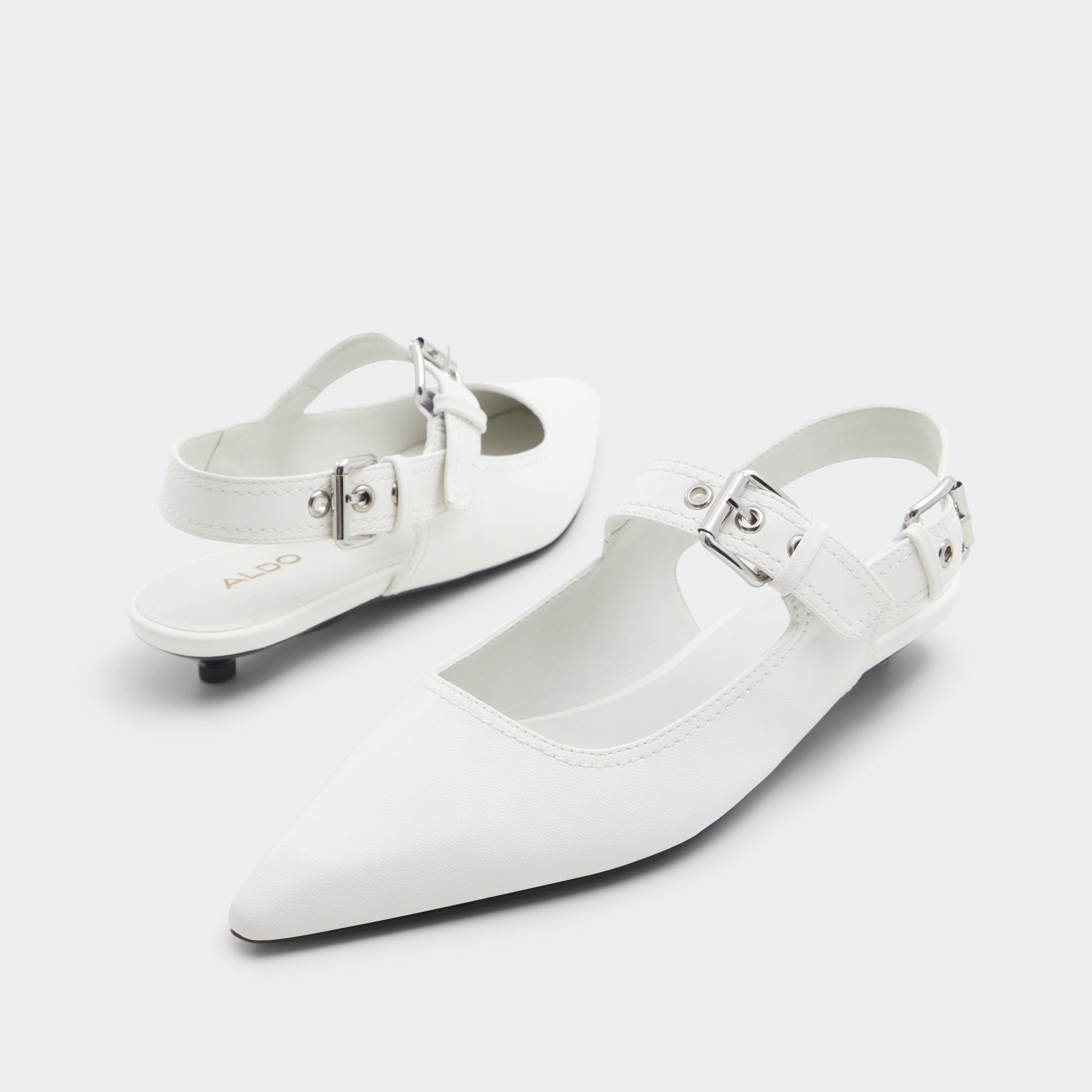 White Kellya White Women's Slingbacks - Sling back high heel, Kitten heel | Aldo